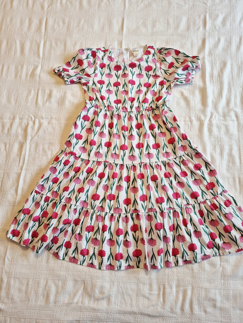 Crewcuts girls size 8 shirt sleeve tiered floral dress EUC
